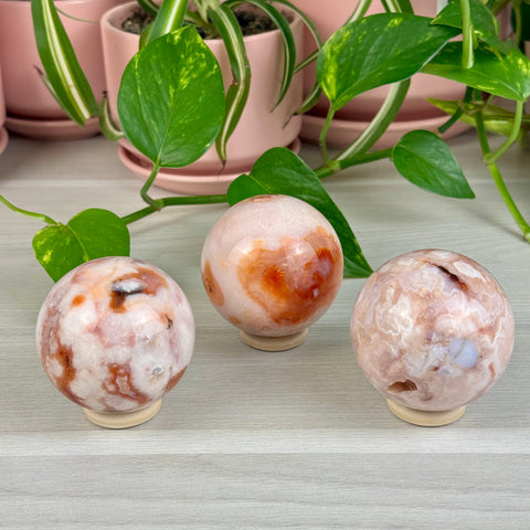 Creamy Pink Flower Agate Sphere
