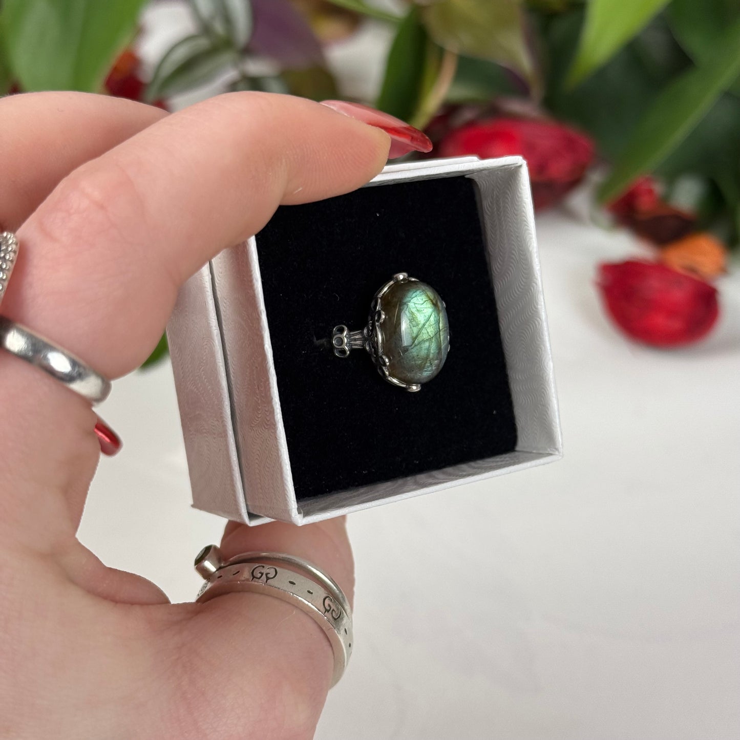 Adjustable Labradorite Ring