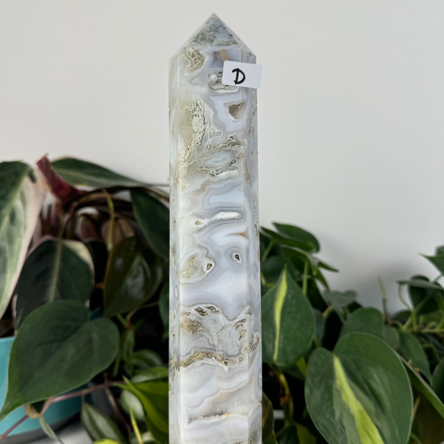 Snowy Moss Agate Tower