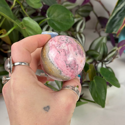 Bubble Gum Peruvian Rhodonite Sphere