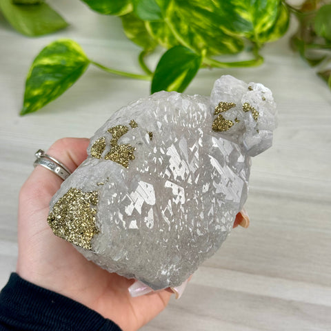 Pink Calcite with Glitter Pyrite Specimen (UV Reactive)