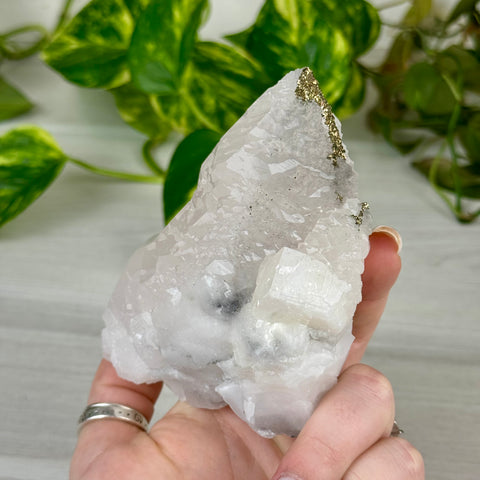 Pink Calcite with Glitter Pyrite Specimen (UV Reactive)