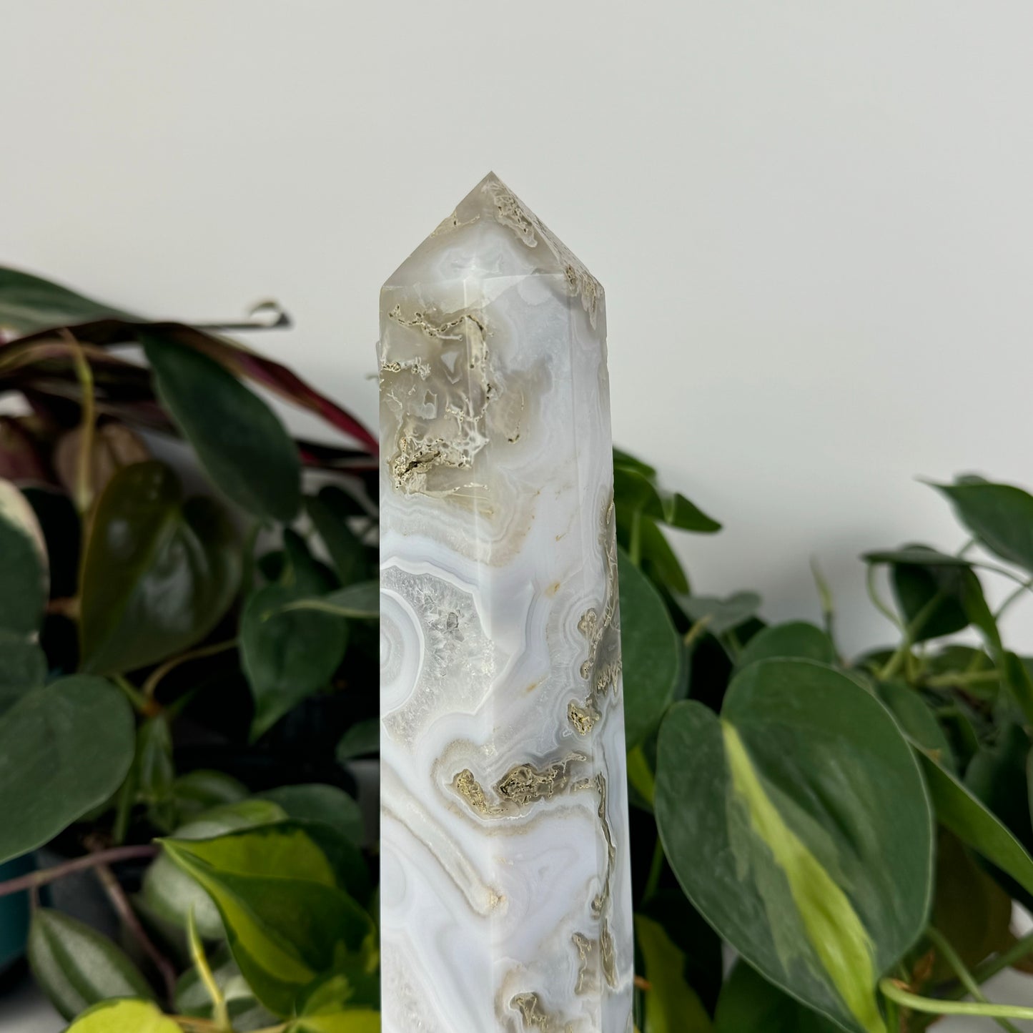 Snowy Moss Agate Tower