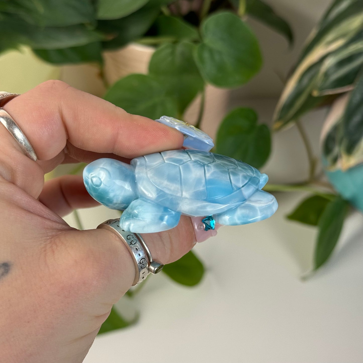 Large Larimar Turtle - G