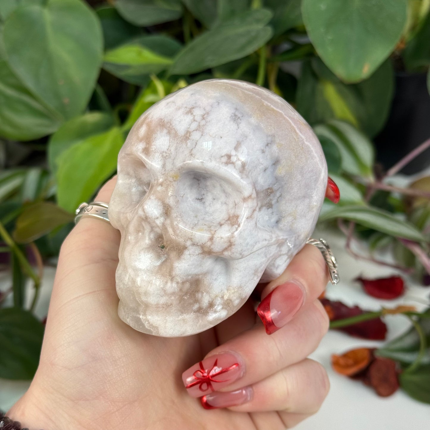 Flower Agate Skull