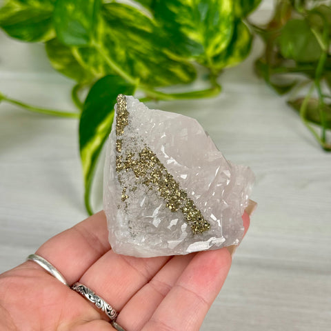 Pink Calcite with Glitter Pyrite Specimen (UV Reactive)