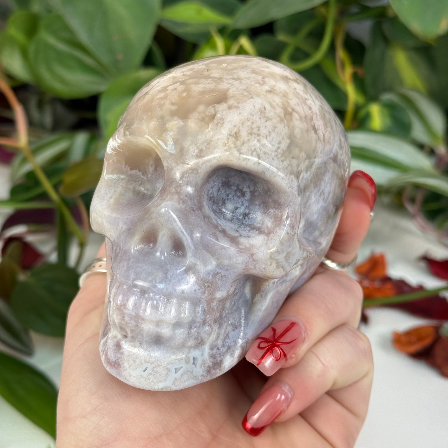 Flower Agate Skull