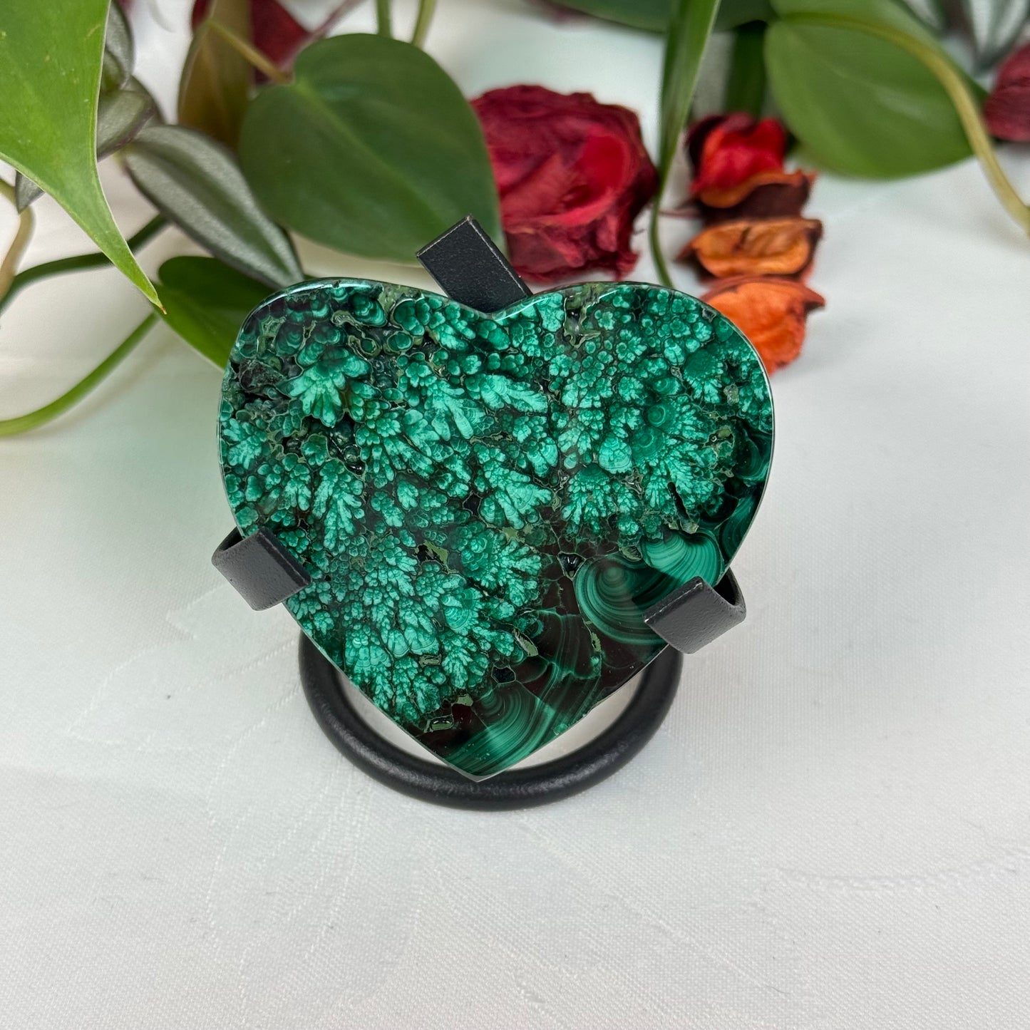 Velvet Flower Malachite Love Heart