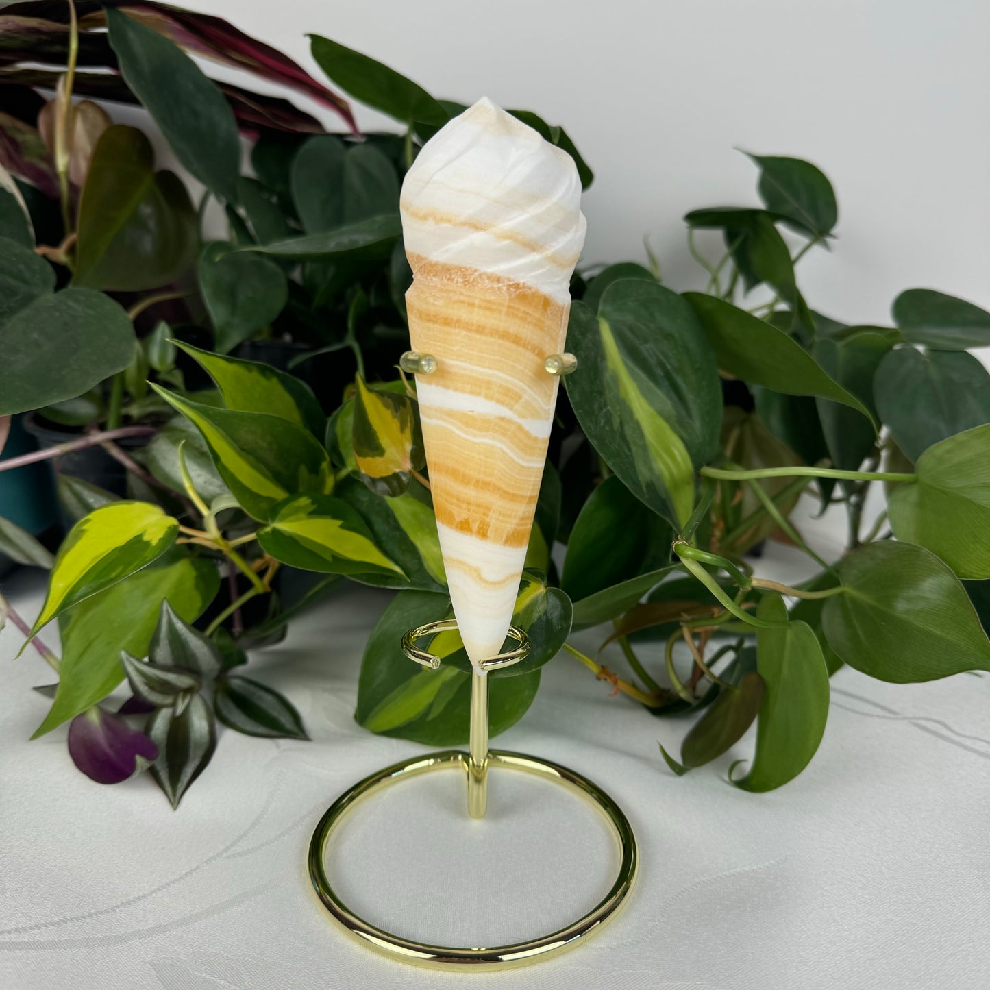 Orange Calcite Ice Cream Cone (W/ Stand)