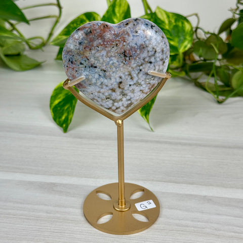 Ocean Jasper Heart (W/ Custom Stand)