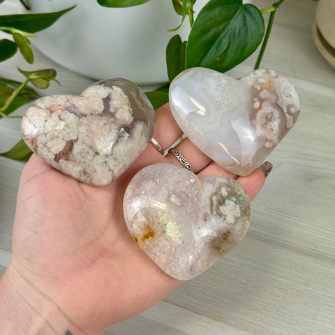 Flower Agate Love Heart