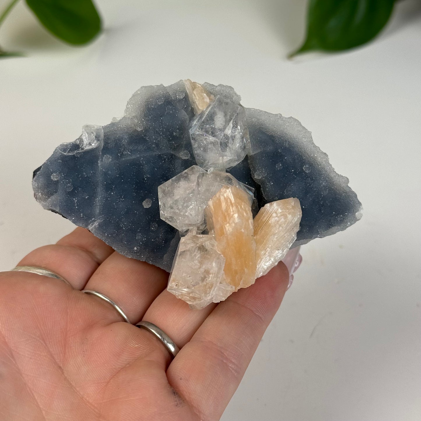 Apophyllite On Sky-Blue Chalcedony