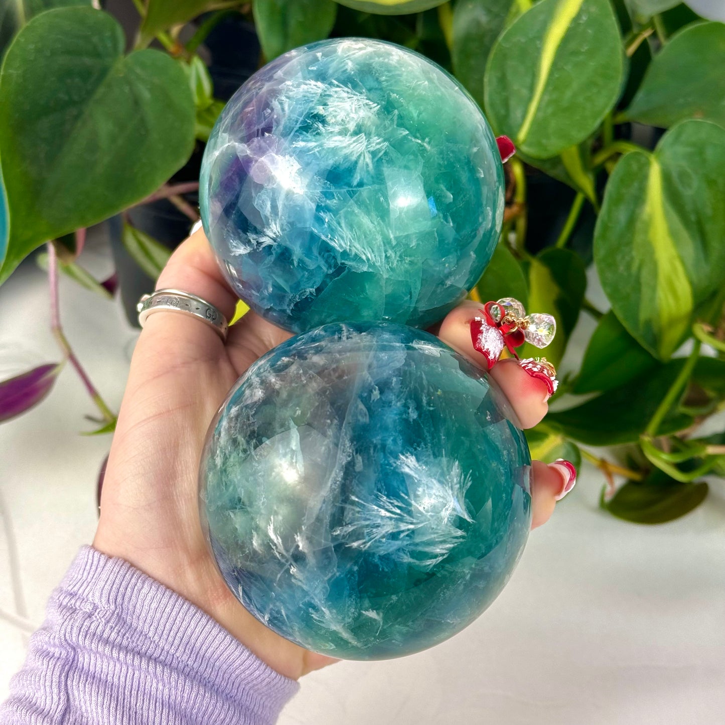 Feather Fluorite Sphere