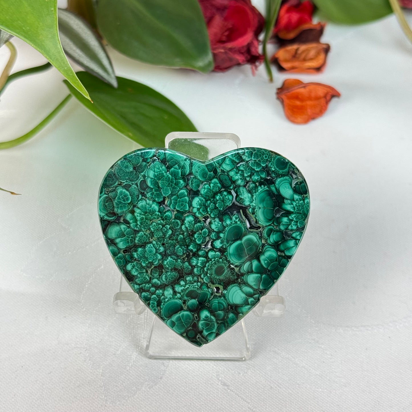 Velvet Flower Malachite Love Heart