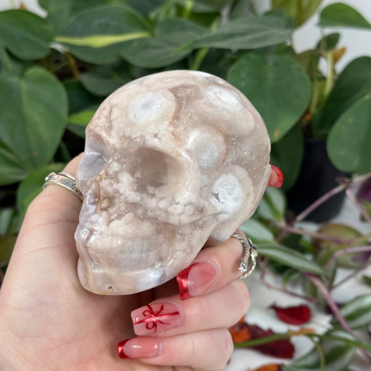 Flower Agate Skull