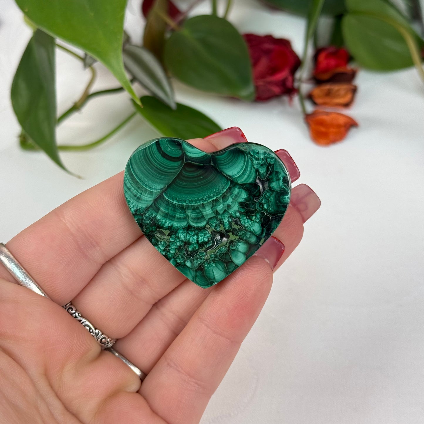 Velvet Flower Malachite Love Heart