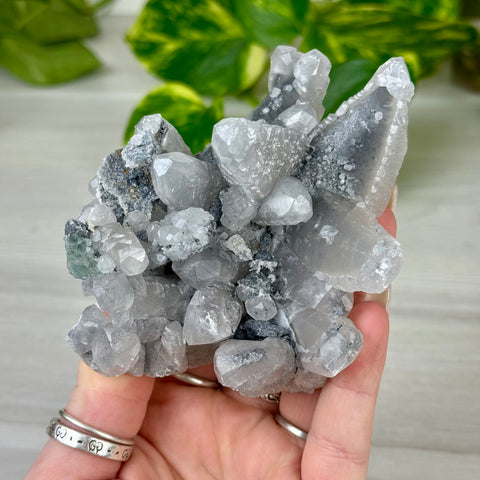 Deep Green Fluorite with Calcite Specimen