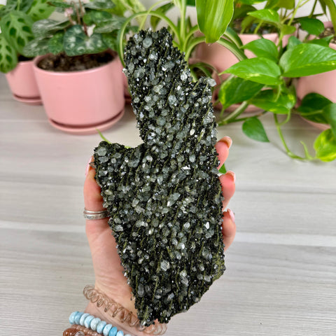Black Epidote & Chlorite Quartz Specimen (Forest Quartz)