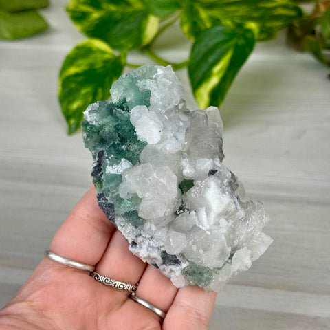 Deep Green Fluorite with Calcite Specimen
