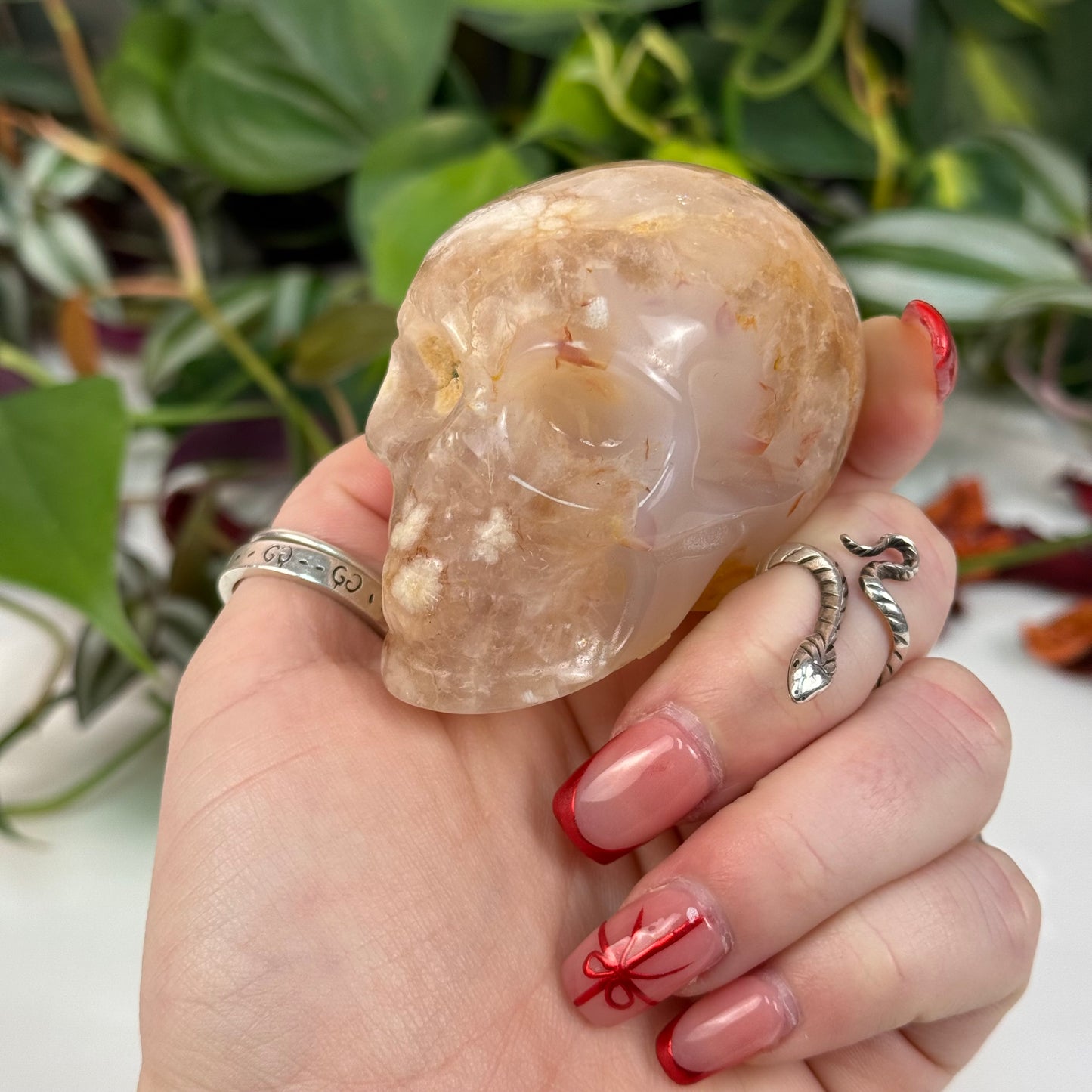 Flower Agate Skull