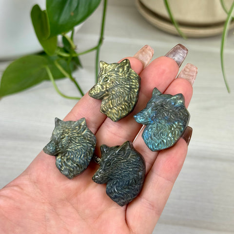 Labradorite Wolf Head