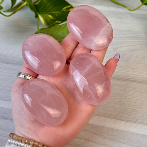 AA Grade Jelly Star Rose Quartz Palm Stone 55 4 - Kenna's Crystals from TikTok