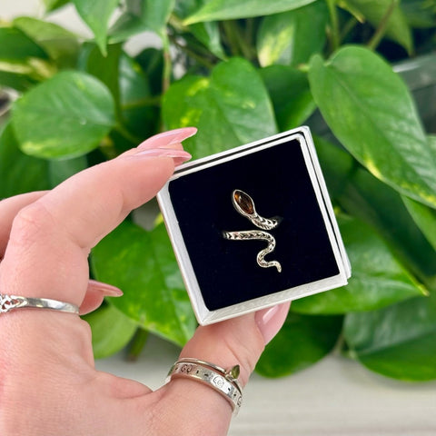 Adjustable Amber Snake Ring 5 - Amber 1 - Kenna's Crystals from TikTok