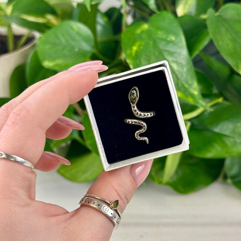 Adjustable Amber Snake Ring 7 - Green Amber 2 - Kenna's Crystals from TikTok