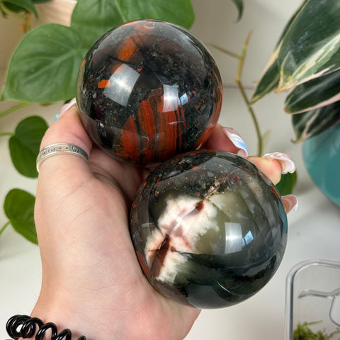 African Bloodstone Sphere 44 1 - Kenna's Crystals from TikTok