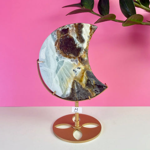 Sky Blue Quartz Moon On Stand