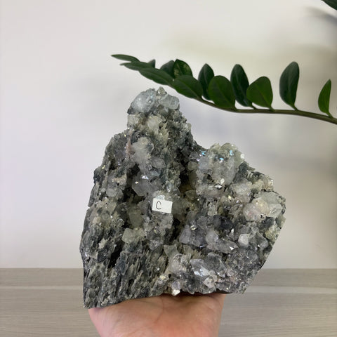 Apophyllite on Black Chalcedony