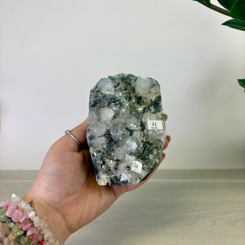Apophyllite on Black Chalcedony
