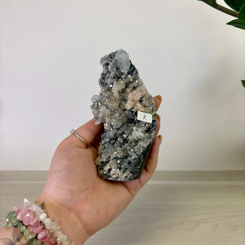 Apophyllite on Black Chalcedony