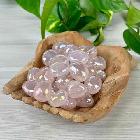Aura Rose Quartz Tumble 1 - Kenna's Crystals from TikTok