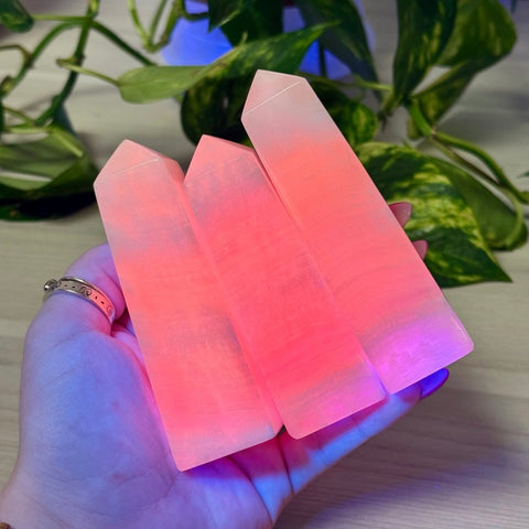 Banded Mangano Calcite Tower (UV Reactive) 33 4 - Kenna's Crystals from TikTok