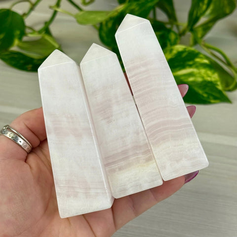 Banded Mangano Calcite Tower (UV Reactive) 33 3 - Kenna's Crystals from TikTok