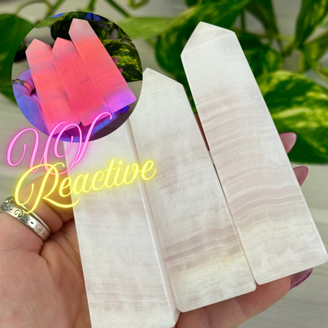 Banded Mangano Calcite Tower (UV Reactive) 22 1 - Kenna's Crystals from TikTok