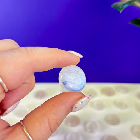 Blue Flash Moonstone Button