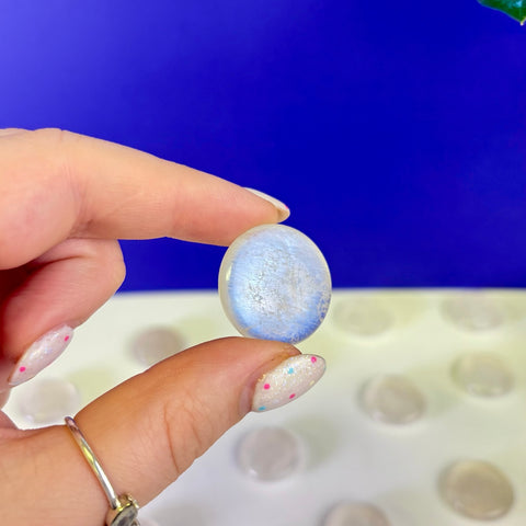 Blue Flash Moonstone Button