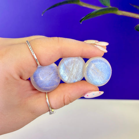 Blue Flash Moonstone Button