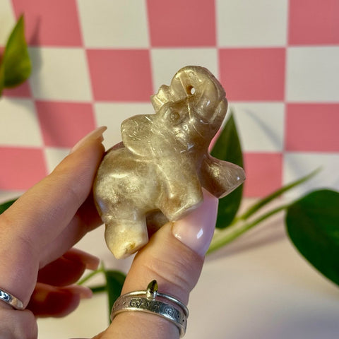 Blue Flash Moonstone Elephant 1 - Kenna's Crystals from TikTok