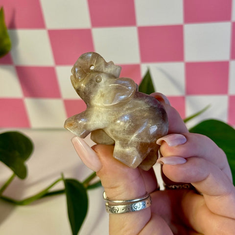 Blue Flash Moonstone Elephant 2 - Kenna's Crystals from TikTok