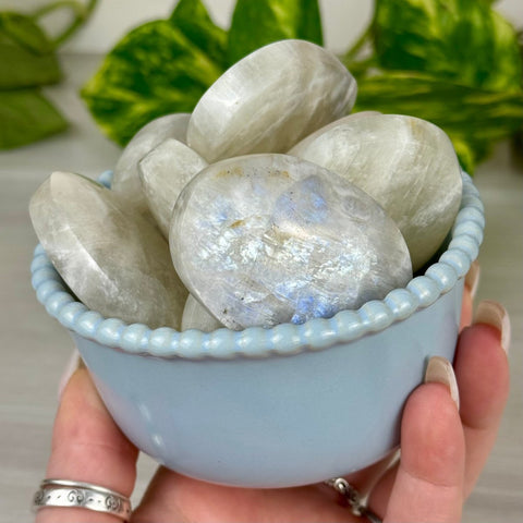 Blue Flash Moonstone Palm Stone 55 2 - Kenna's Crystals from TikTok