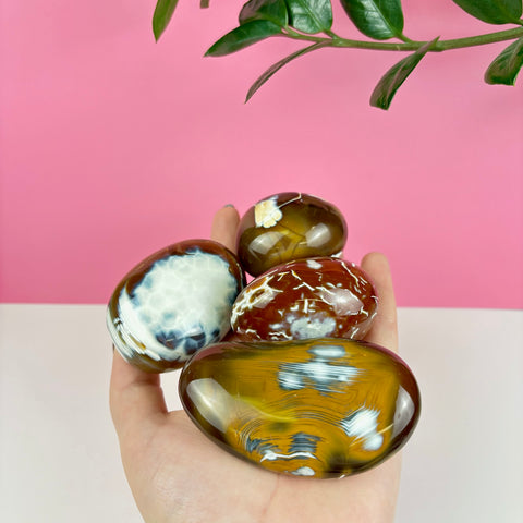 Candle Wax Carnelian Palm Stone - Kenna's Crystals