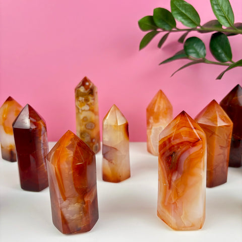 Candlelit Carnelian Tower - Kenna's Crystals