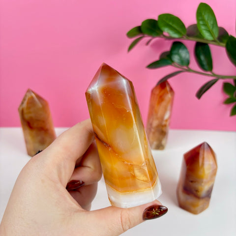 Candlelit Carnelian Tower - Kenna's Crystals