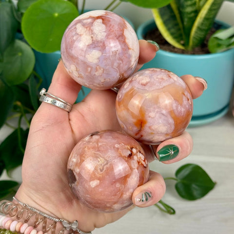Cherry Blossom Agate Sphere 55 8 - Kenna's Crystals from TikTok
