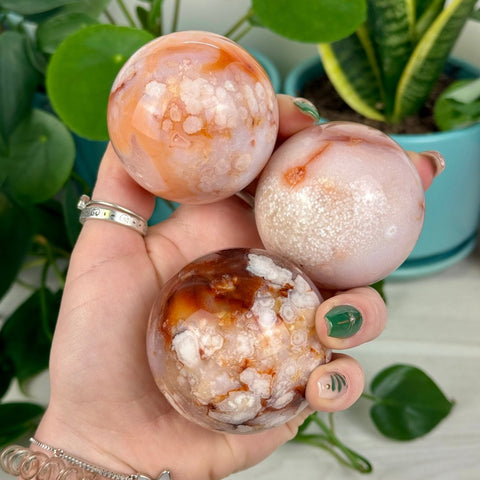 Cherry Blossom Agate Sphere 66 7 - Kenna's Crystals from TikTok