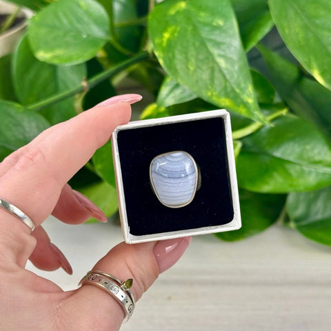 Chunky Blue Lace Agate Ring 1 - Kenna's Crystals from TikTok