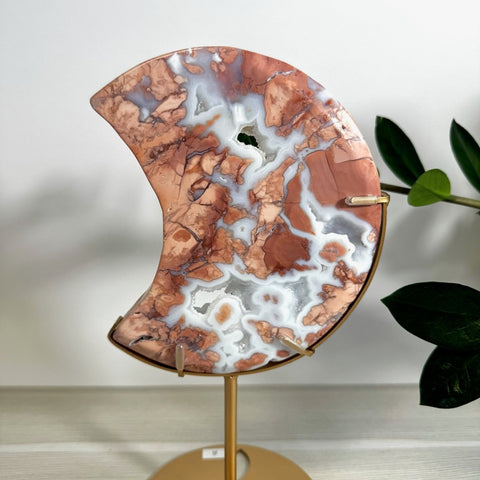 Cotton Candy Agate Moon With Custom Stand A 2 - Kenna's Crystals from TikTok